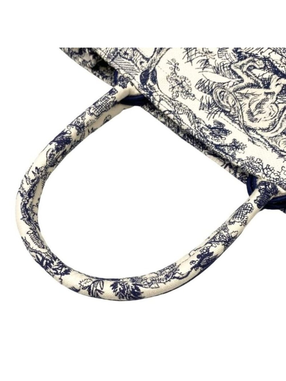 Christian Dior Tote Book Large M1286 Ztdt Toile de Jouy White Navy - Picture 5 of 10